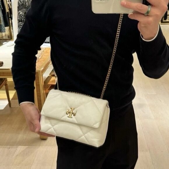 Tory Burch Small Kira Diamond Quilt Leather Shoulder Bag Crossbody 154706 Blanc - Picture 11 of 11